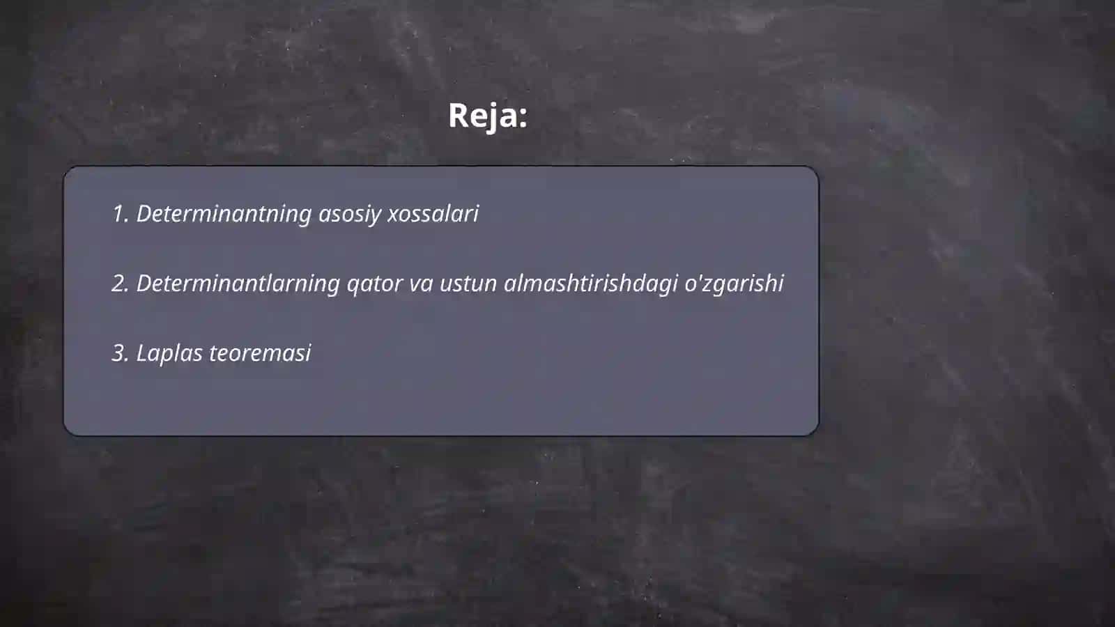 Determinantlarning qoshimcha xossalari 2