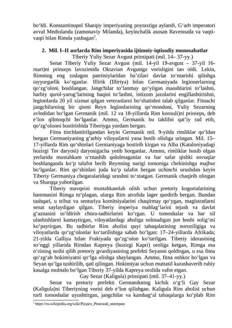 Mil. I–II asrlarda Rim imperiyasida ijtimoiy-iqtisodiy munosabatlar 2