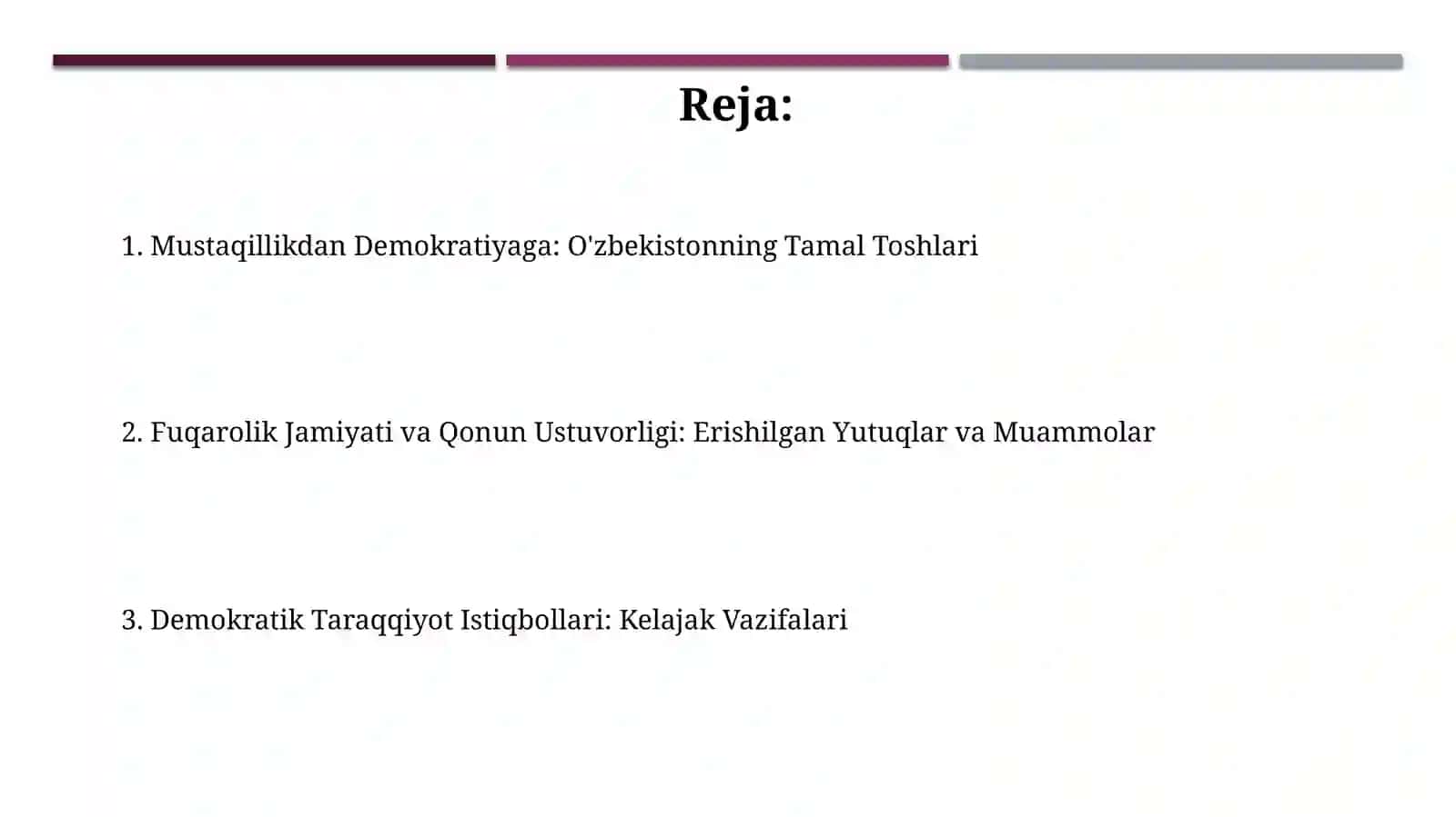O'zbekistonda demokratik va fuqarolik jamiyatiasoslariningshakllanishi 2