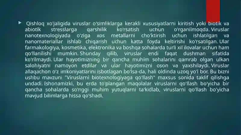 VIRUSOLOGIYA FANIDAN TAYYORLAGAN MUSTAQIL TA’LIM ISHI 2