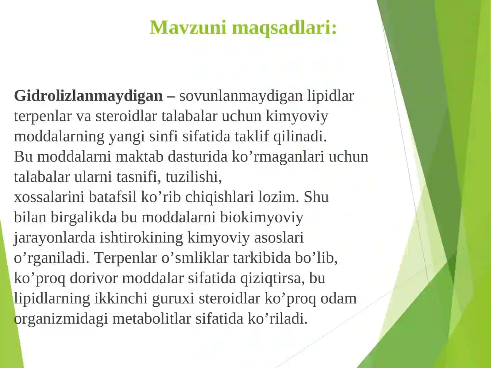 Sovunlanmaydigan lipidlar 2