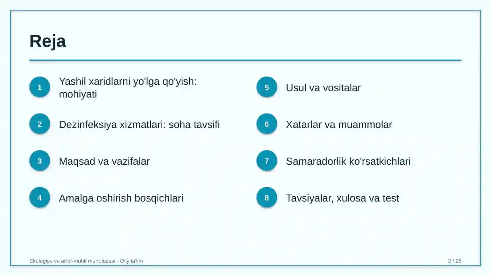 Ekologiya va atrof-muhit muhofazasi · Oliy ta'lim 2
