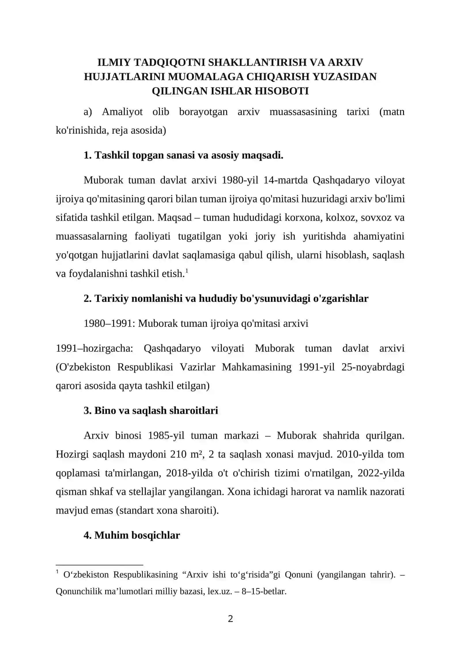 SURXONDARYO VILOYATI SHERABOD TUMANI IQTISODIYOT VA MOLIYA BO‘LIMI.BITIRUV YAKUNIY AMALIYOT HISOBOTI 2