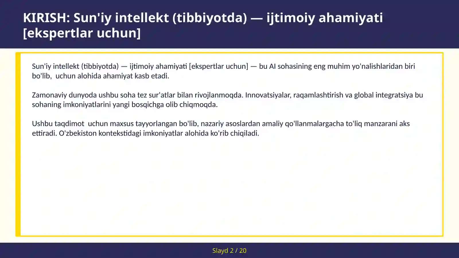 Sun'iy intellekt (tibbiyotda) — ijtimoiy ahamiyati [ekspertlar uchun] 2