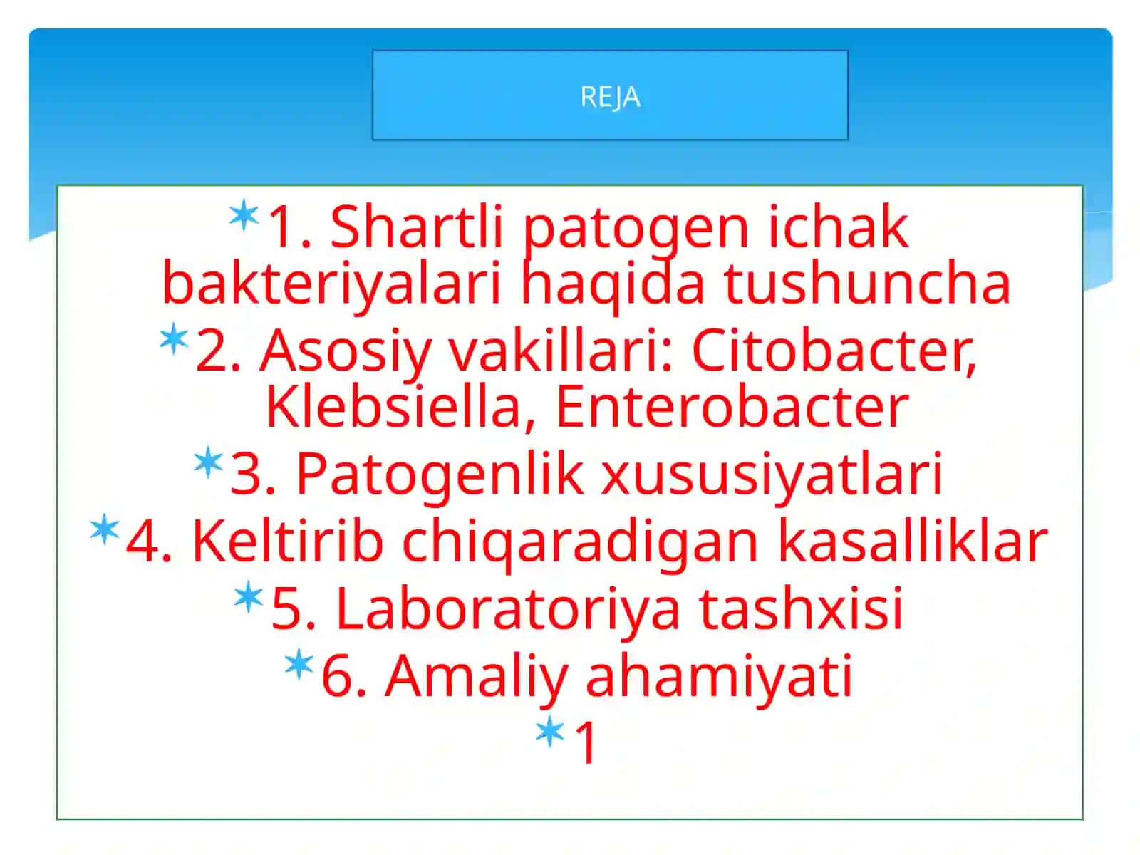 Shartli patogendiyareyagenichak guruppabakteriyalari 2