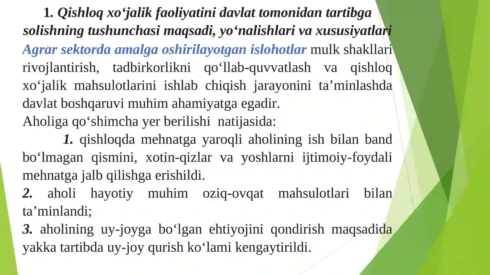 Qishloq xo‘jalik faoliyatini davlat tomonidan tartibga solish 2