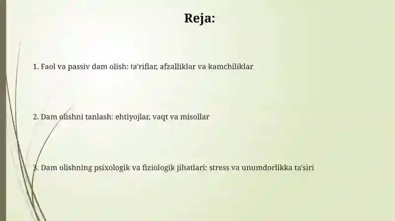 Faol va sust dam olish 2