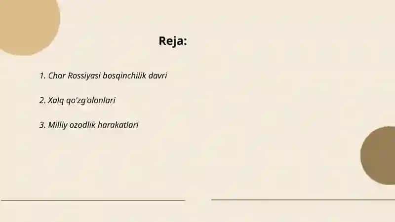 Chor Rossiyasi Mustamlakachilik zulmiga qarshi xalq harakatlari 2