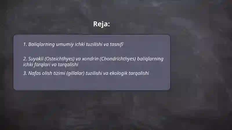 Baliqlar ichki tuzilishi turlari tarqalishi haqida umumiy malumot 2