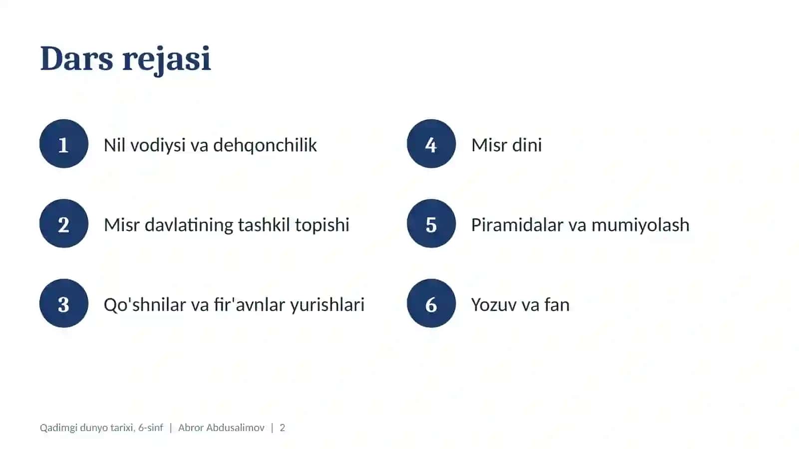 Qadimgi Misr: Nil in'omi, fir'avnlar va piramidalar (6-sinf, 17 slayd) 2