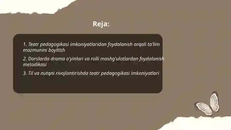 Teatr pedagogikasi imkoniyatlaridan foydalanish 2
