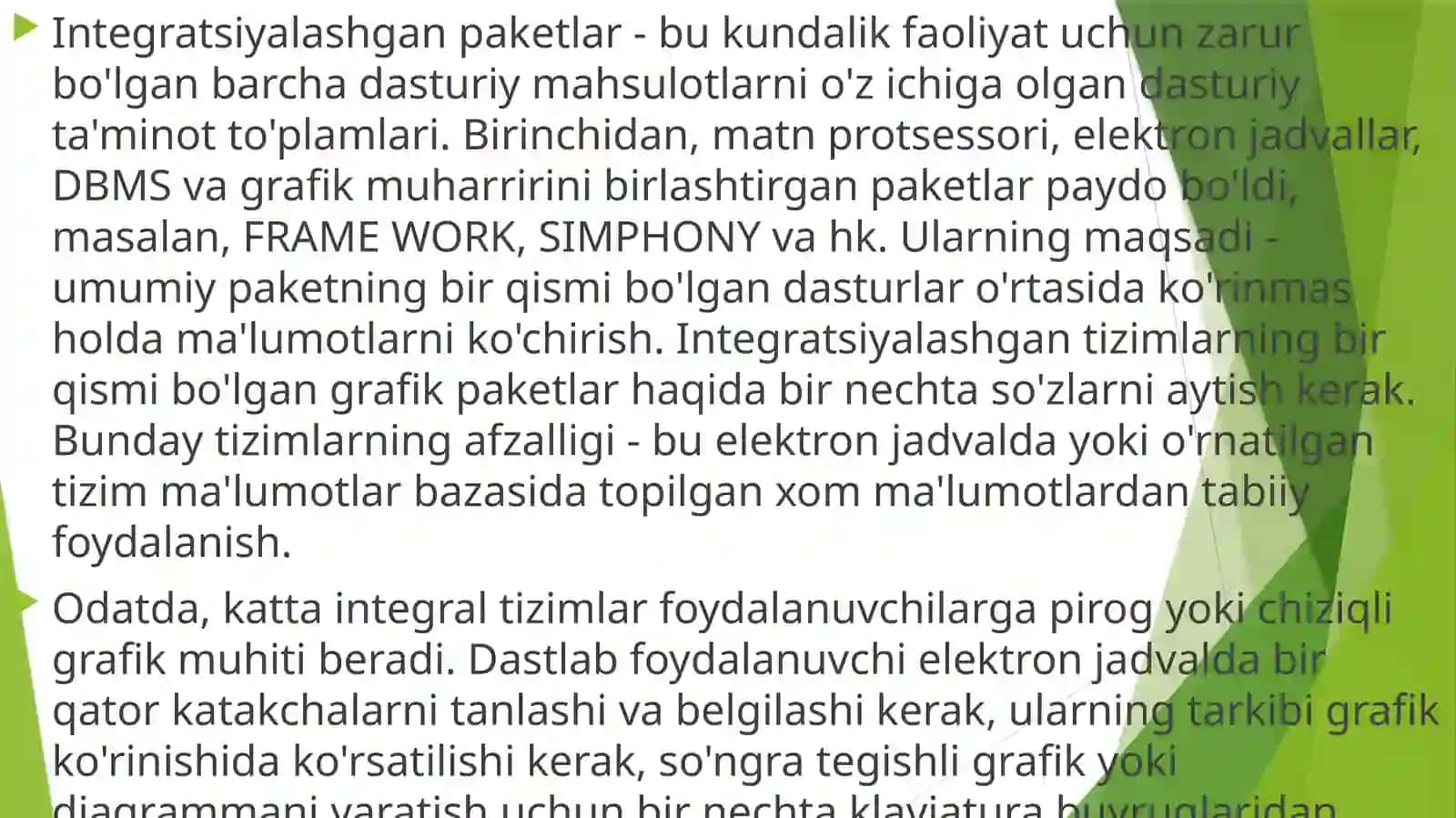 Integratsiyalashgan amaliy dasturlar paketi 2