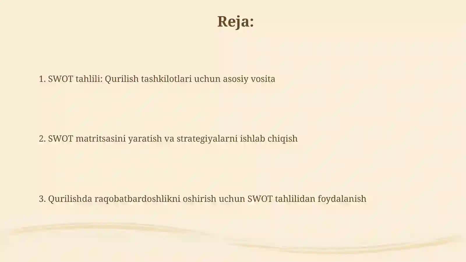 Qurilishtashkilotlarida SWOT tahlilini qollash 2