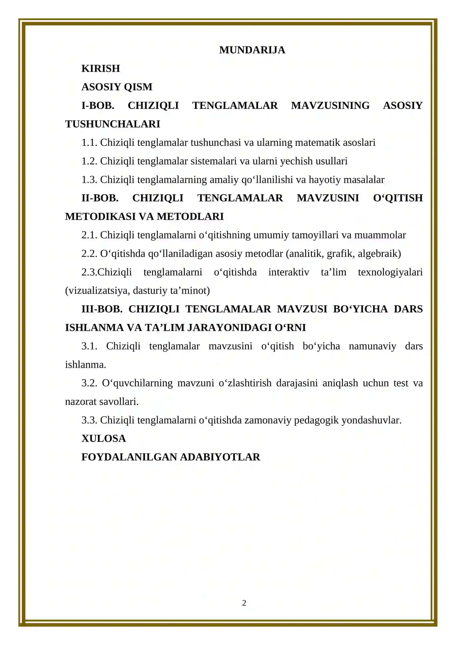 Umumta'lim maktablari 7-9 sinflar algebra kursida chiziqli tenglamalar mavzusini o'qitish metodikasi 2
