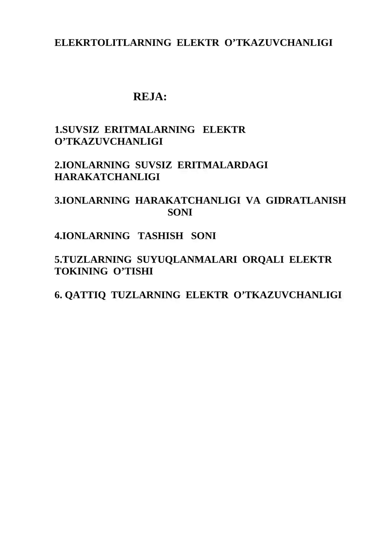 ELEKRTOLITLARNING ELEKTR O’TKAZUVCHANLIGI 2