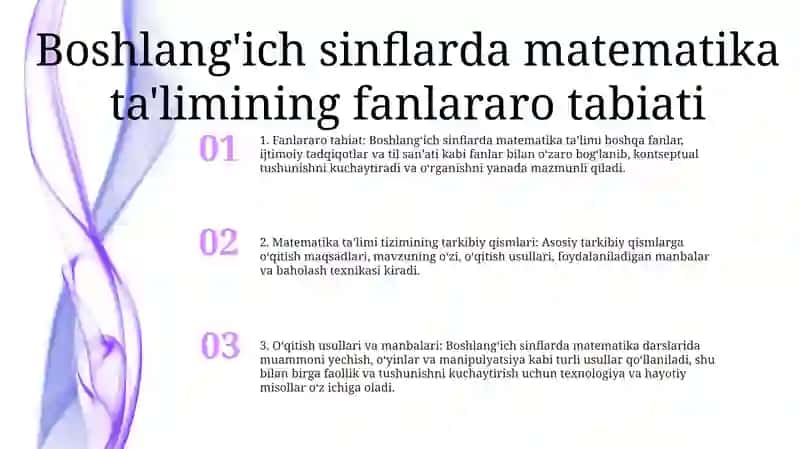 BoshlangʻIch Sinflarda Matematika OʻQitish Metodikasi Fan Sifatida Fanlararo BogʻLiqligi 2