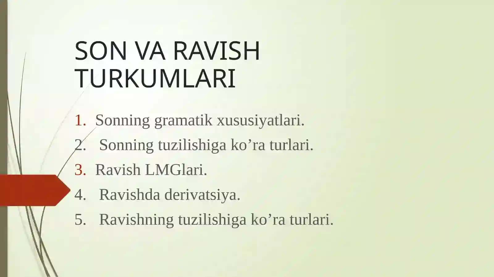 RAVISH SO`Z TURKUMI TURLARI 2