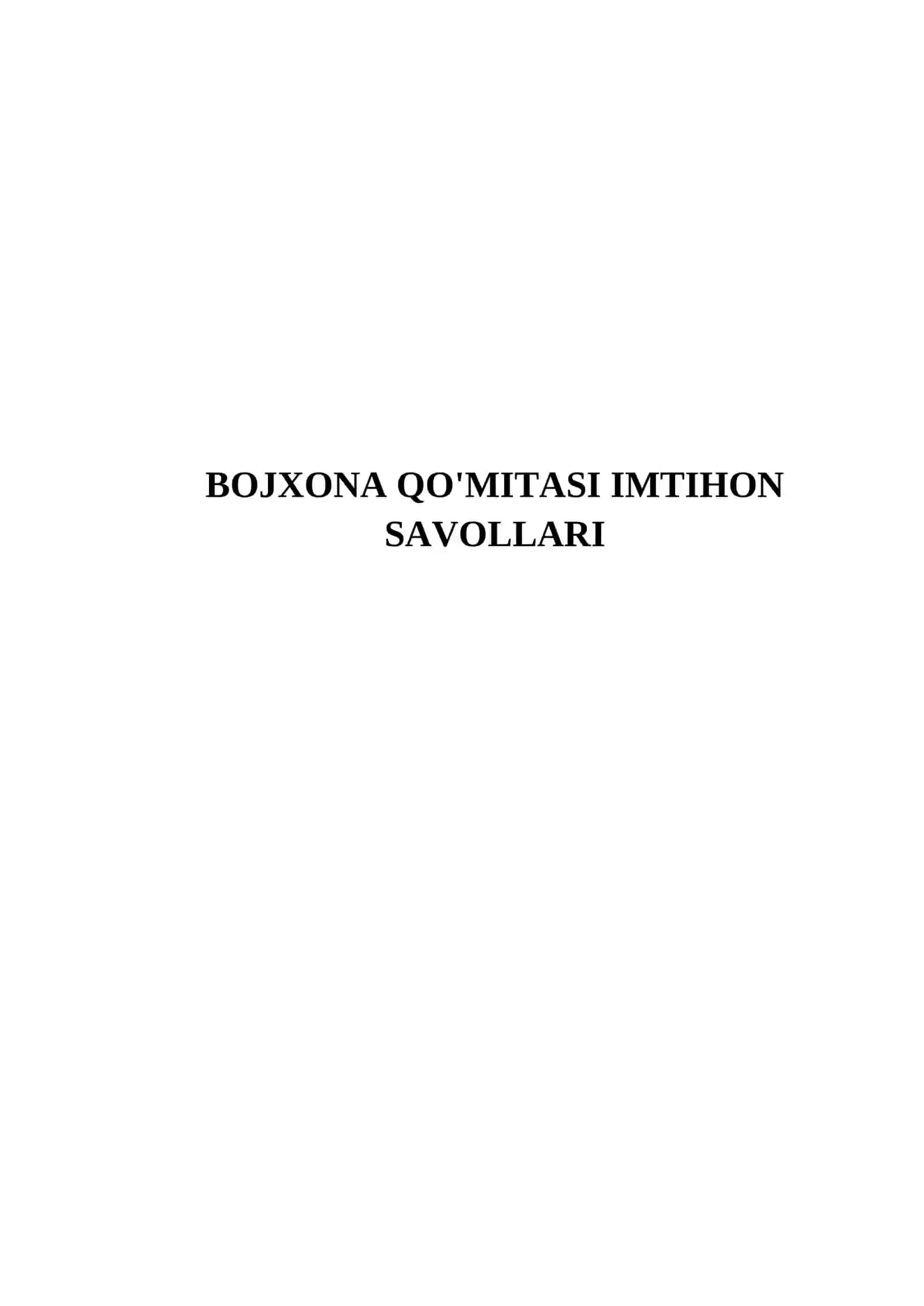 BOJXONA QO'MITASI IMTIHON SAVOLLARI 2
