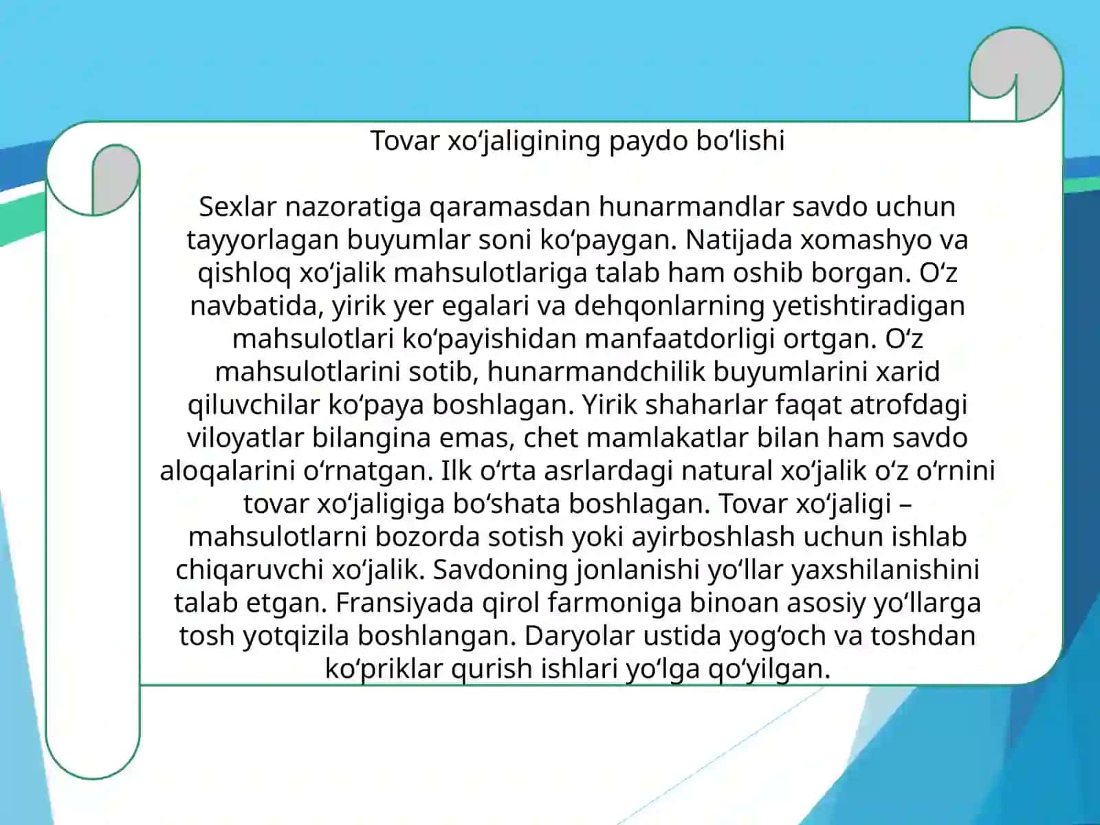 Rivojlangano'rtaasrlardaYevropa va Osiyo davtoi tovarishlabchi qarish 2