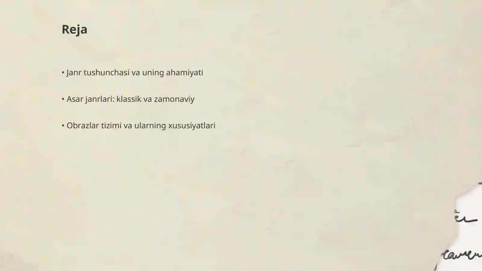 Asarlarni janr va obrazlar tizimiga ko‘ra o‘rganish 2