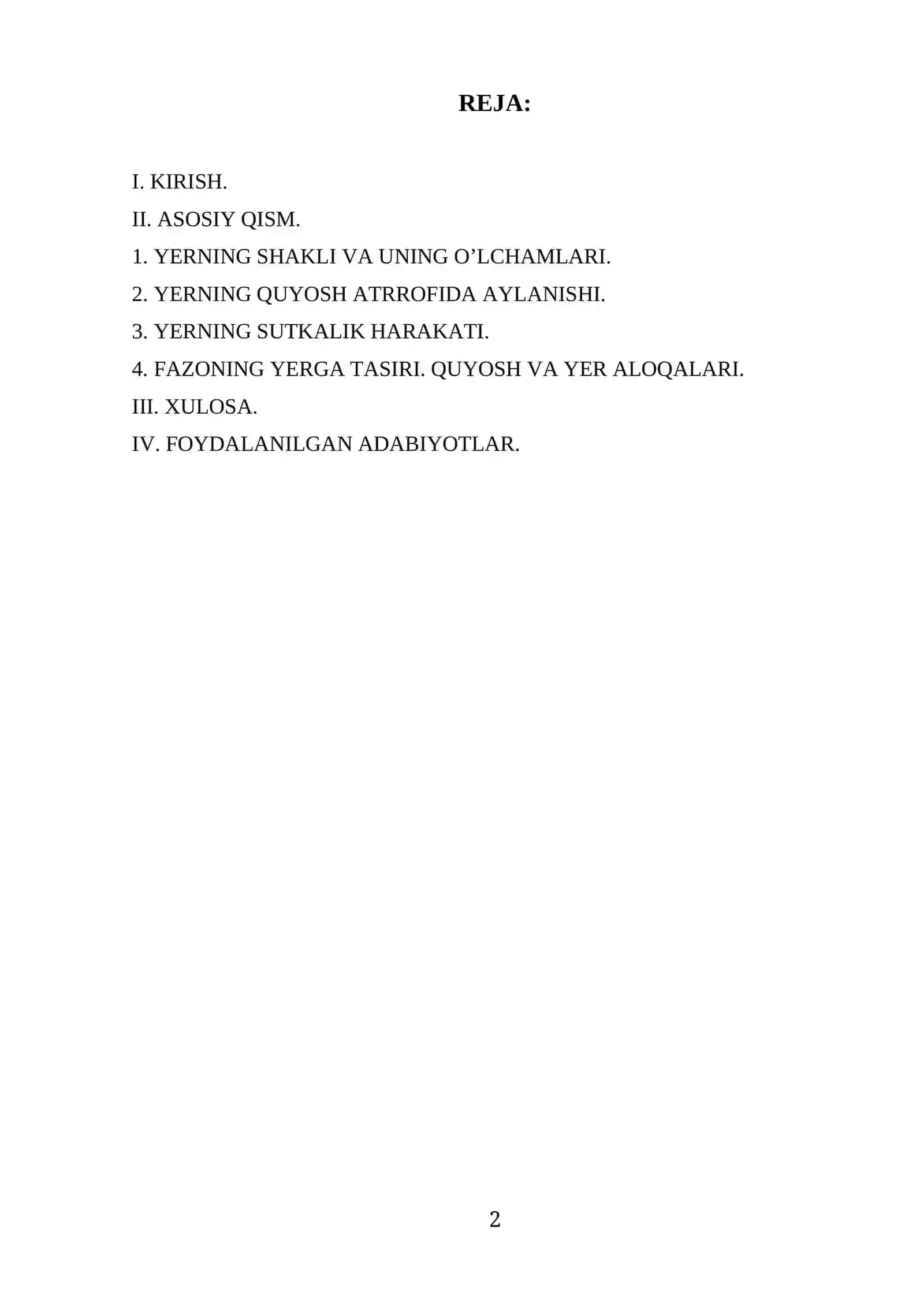 Umumiy tabiiy geografiya fanidan yozgan kurs ishi 2