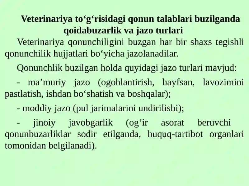 Veterinariya sohasidagi qonun buzilishlari 2