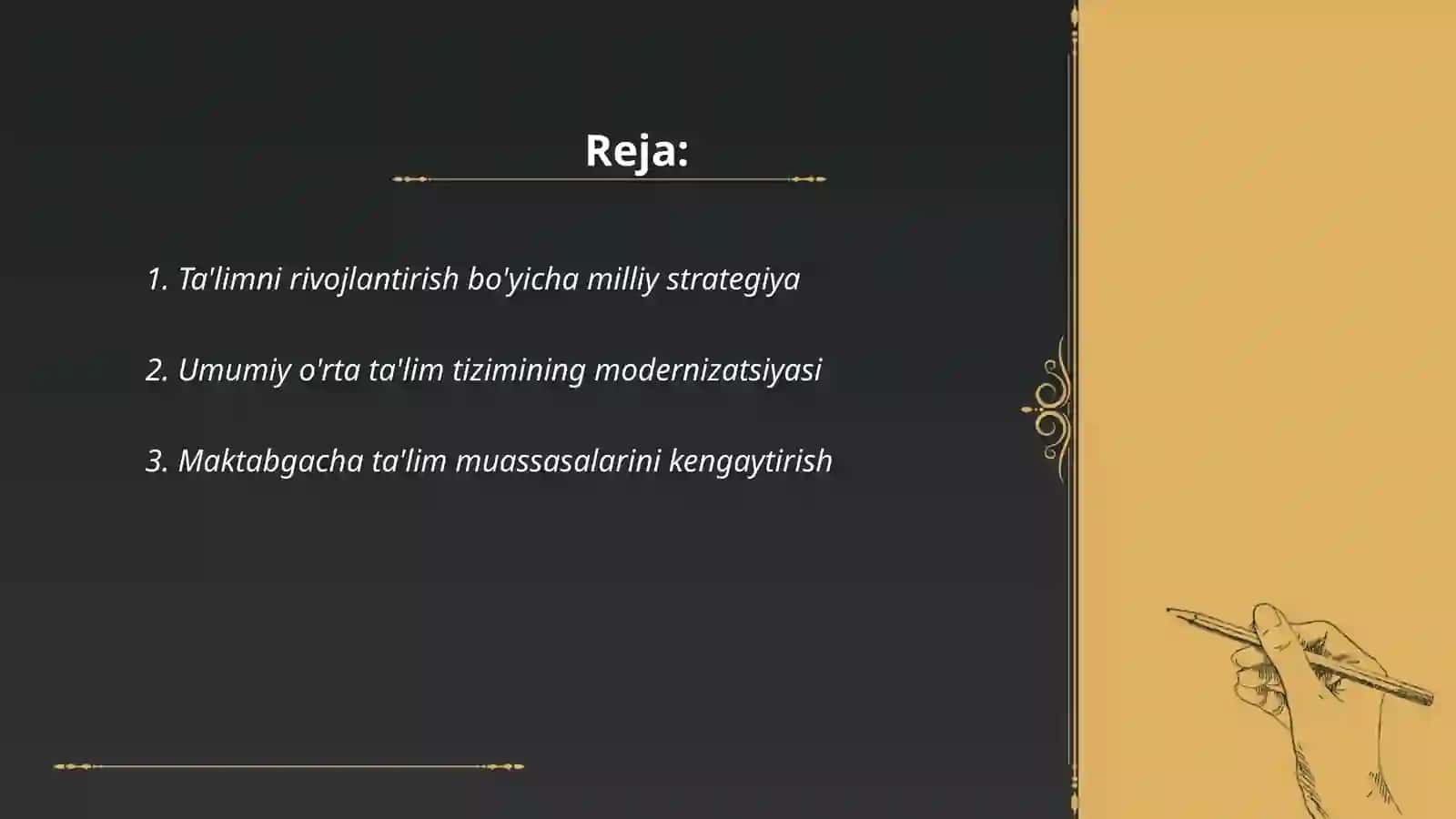 O'zbekiston Respublikasida ta'lim sohasida amalga oshirilgan islohatlari 2
