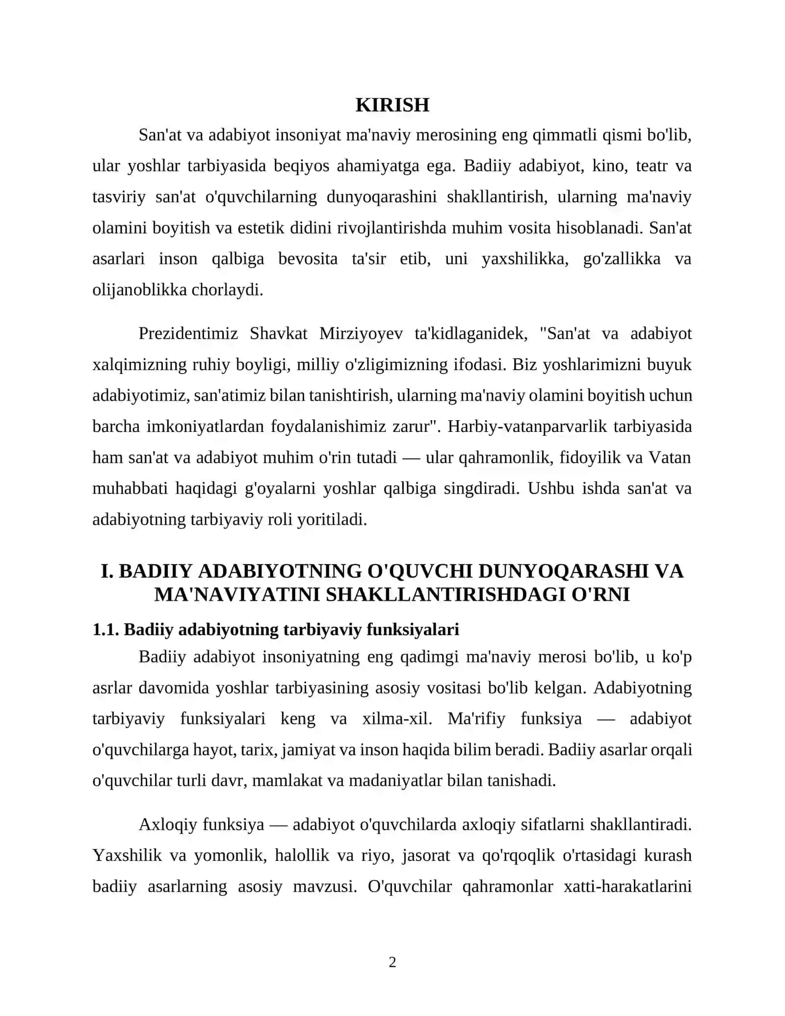 Badiiy adabiyot, kino, teatr va tasviri san'atning o'quvchilarni tarbiyalashdagi roli 2