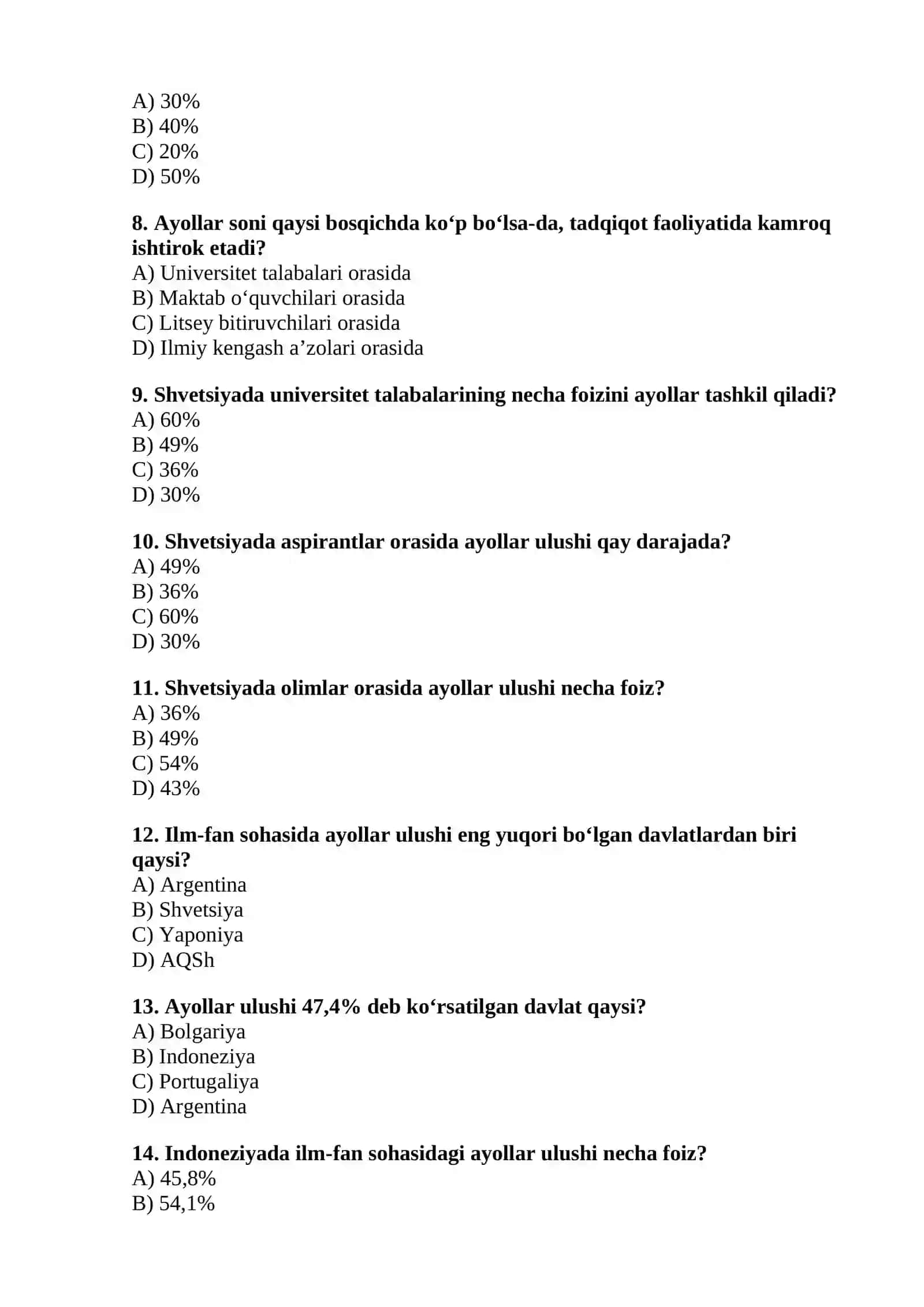 gender tarbiya test 2