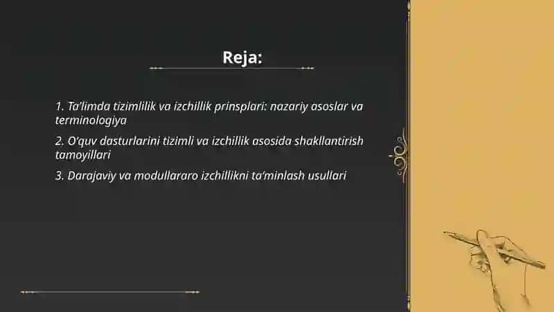 Taʼlimning tizimlilik va izchillik prinsplarini amalga oshirish qoidalari 2