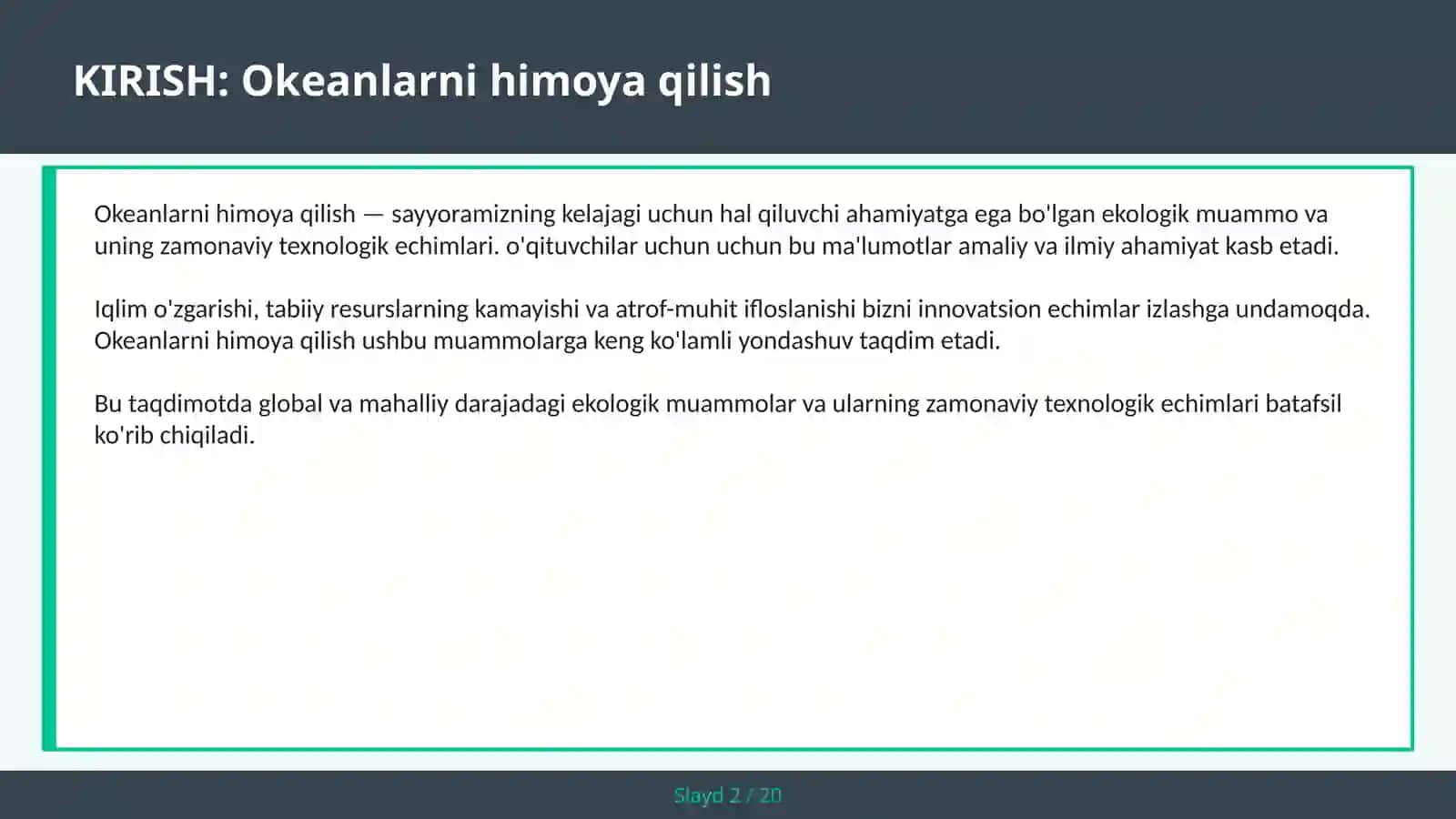 Okeanlarni himoya qilish 2