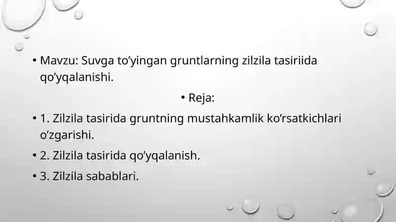 Suvgato'yingan gruntlarning zilzilatasiriida qo'yqalanishi 2