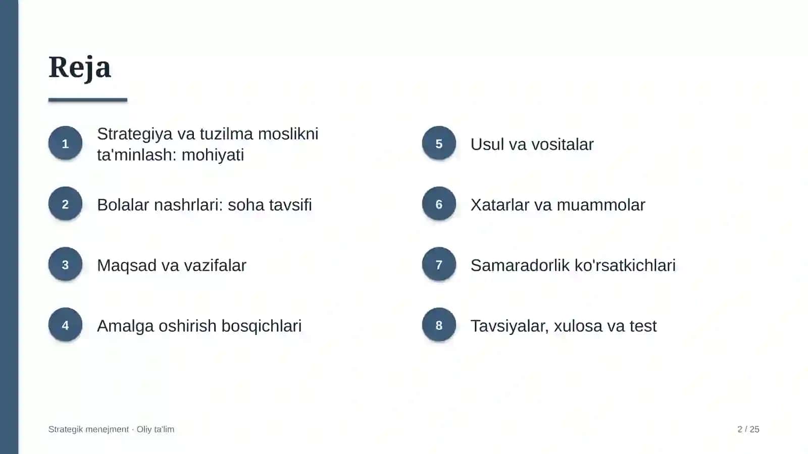 Strategik Menejment · Oliy Ta'lim 2