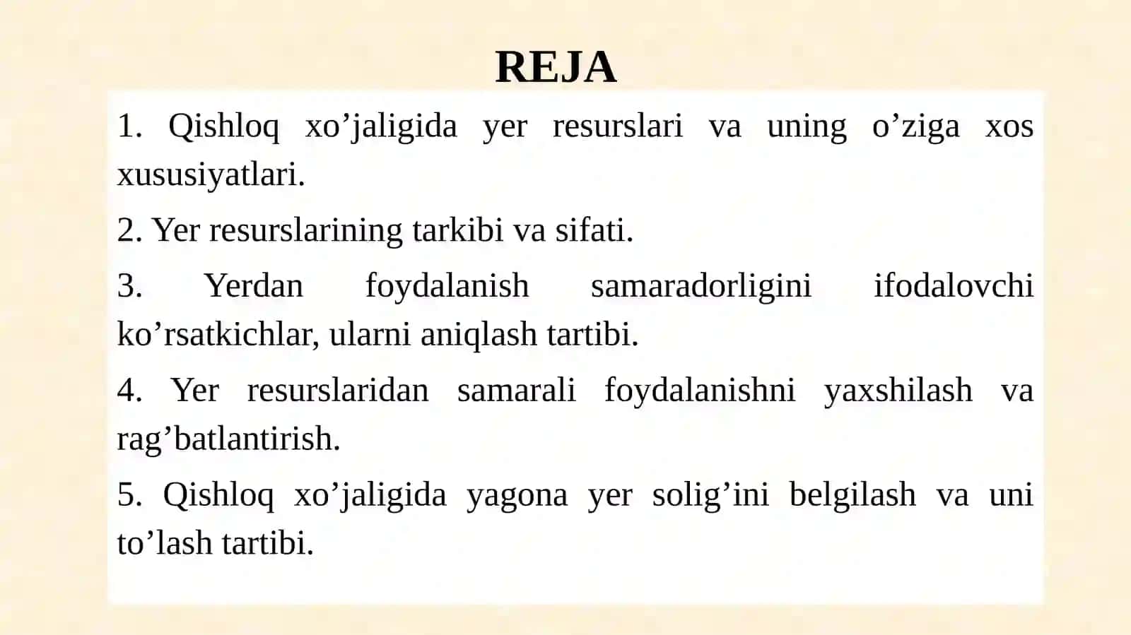 Qishloq xo‘jaligida yer resurslari 2