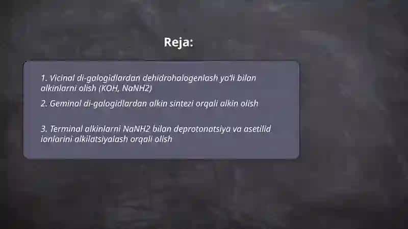 Alkinlarning olinish usullari 2