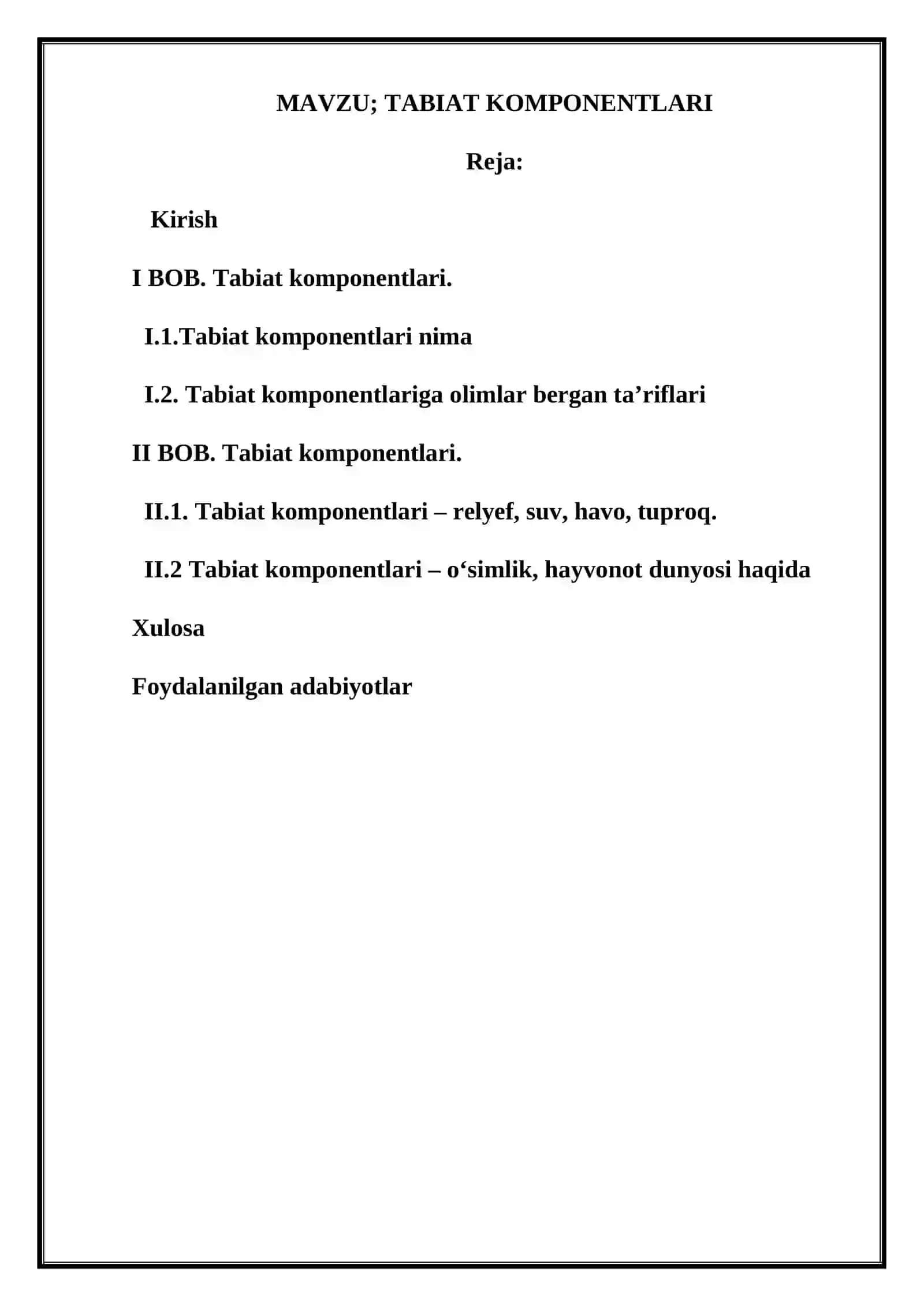TABIAT KOMPONENTLARI 2