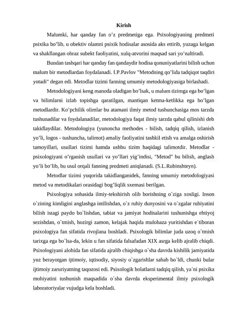 INSON FAOLIYATI MAHSULINI TAHLIL QILISH PSIXOLOGIYANING METODLARI SIFATIDA 2