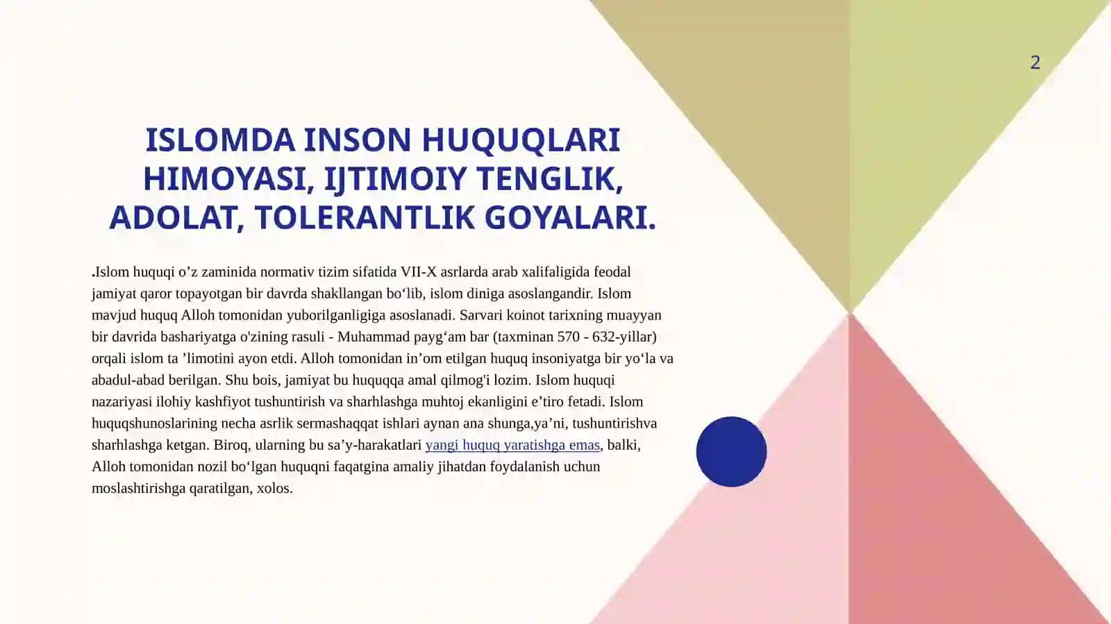 Islomda inson huquqlari himoyasi 2