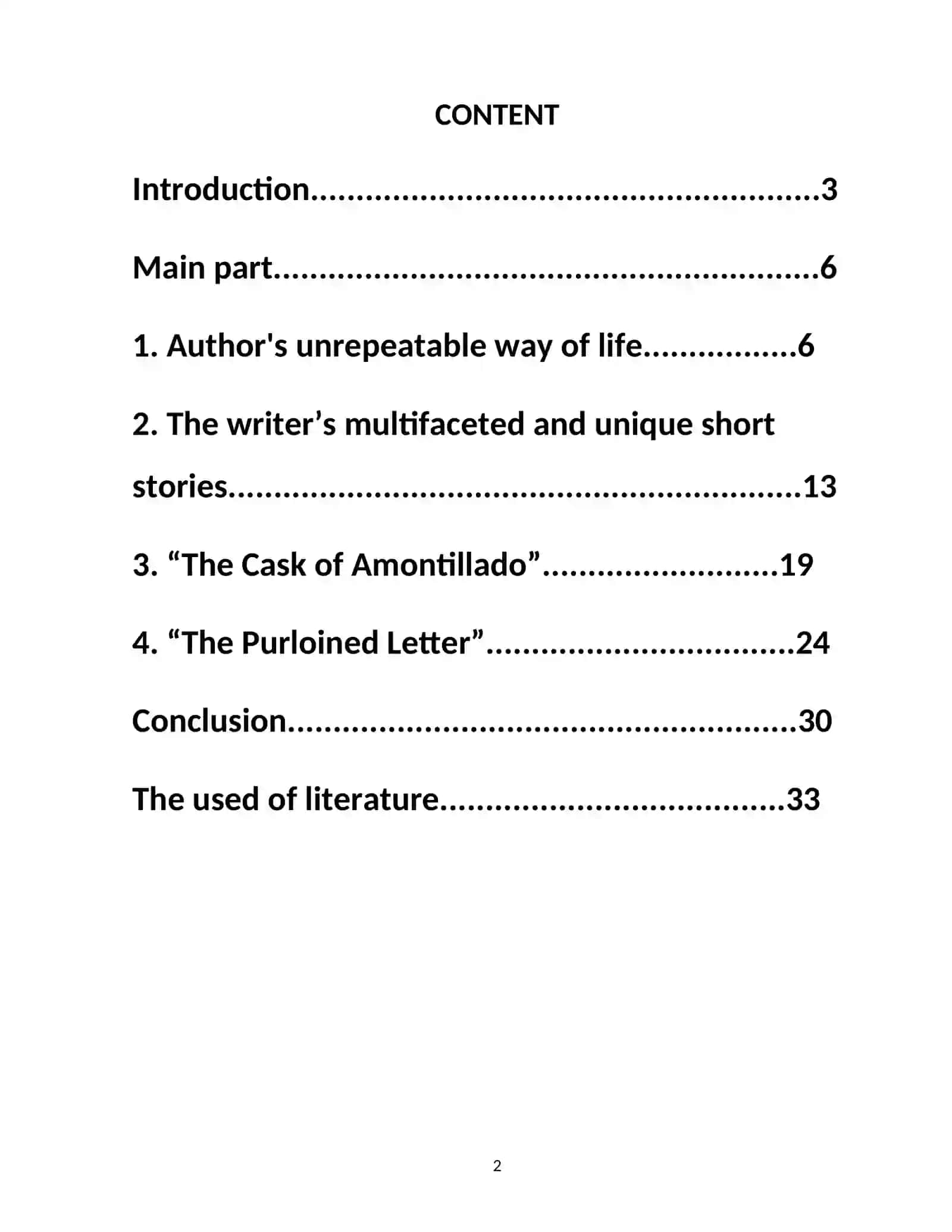 The analysis of Edgar Allan Poe's short stories 2