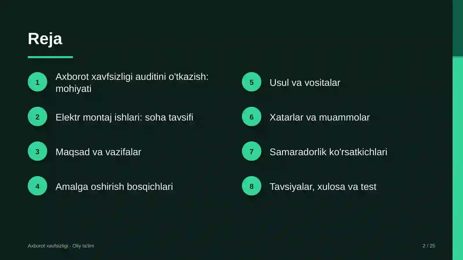 Elektr montaj ishlarida axborot xavfsizligi auditini o'tkazish 2