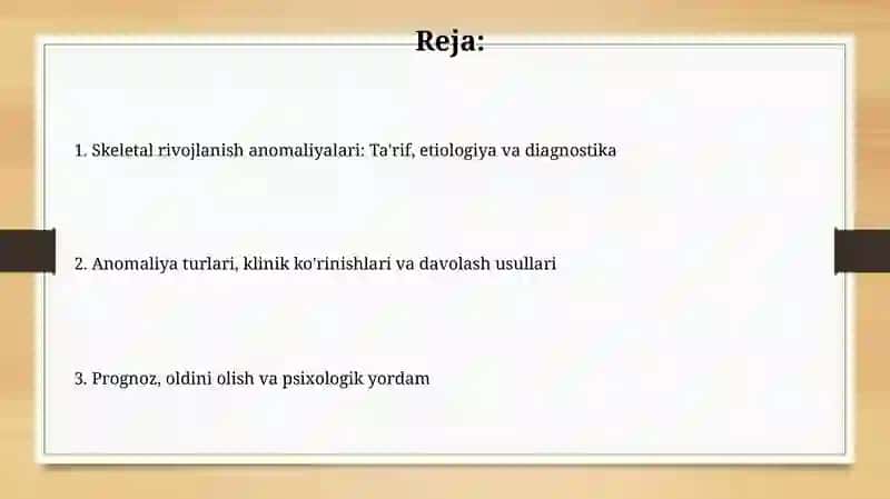 Skeletning rivojlanish anomaliyalari 2