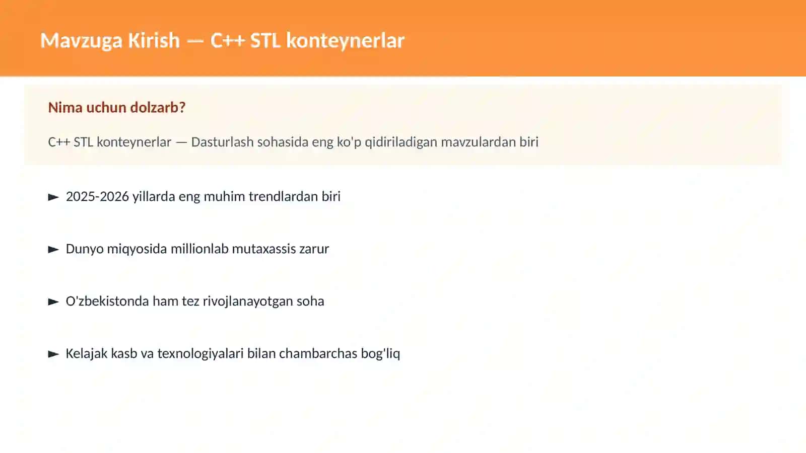C++ VA TIZIM DASTURLASH 2
