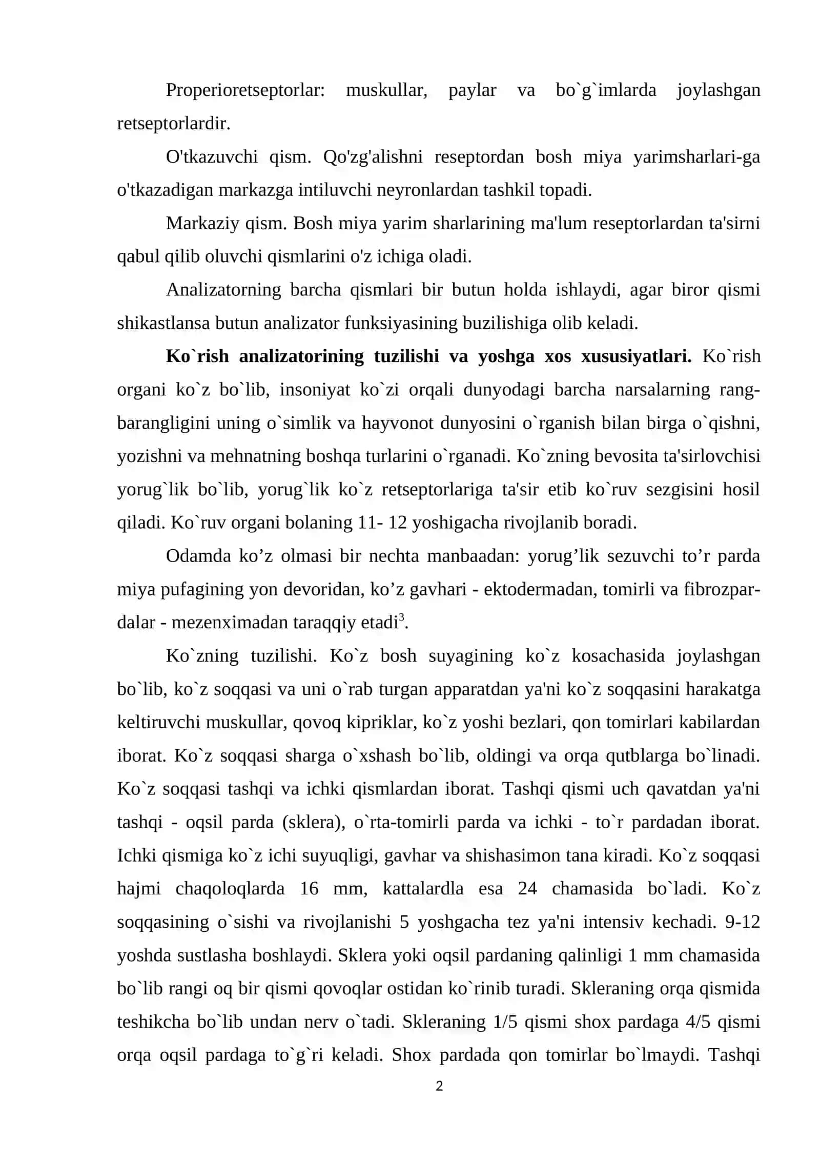ANALIZATORLARNING VA ICHKI SEKRETSIYA BEZLARINING YOSH XUSUSIYATLARI VA GIGIYENASI 2