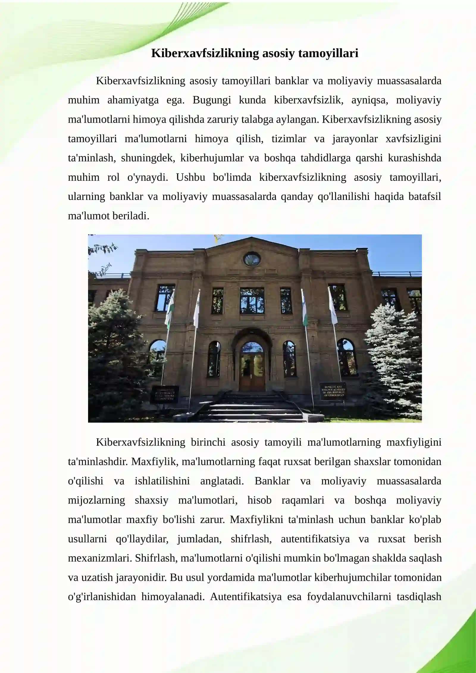 Banklarda kiberxavfsizlik va moliyaviy ma'lumotlarni himoya qilish 2