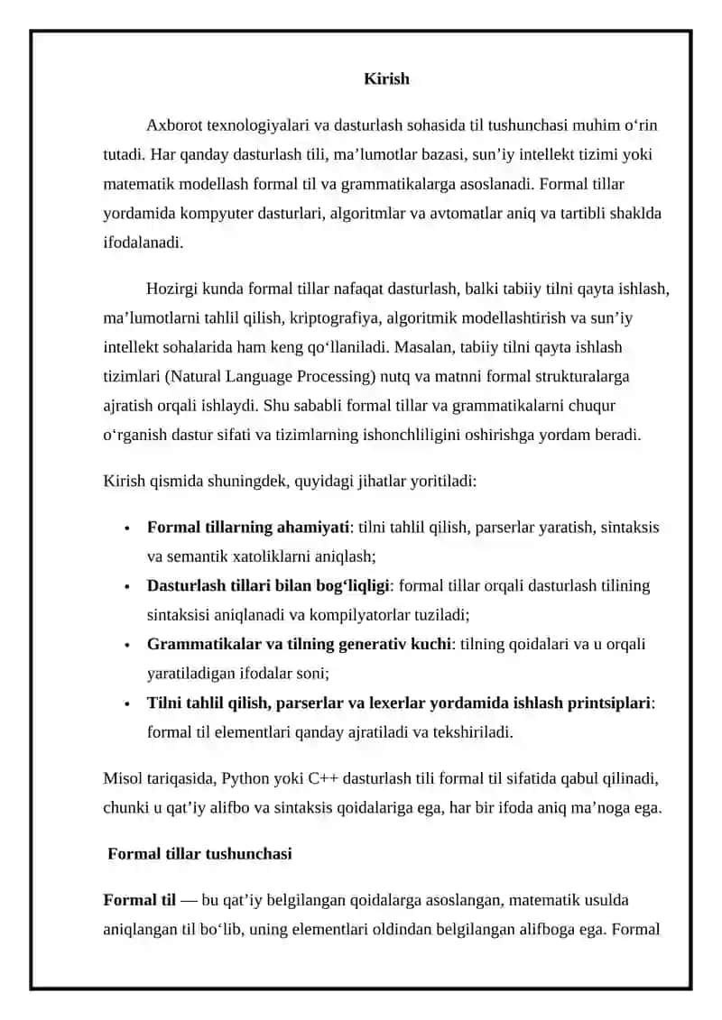 Formal tillar va grammatikalar 2