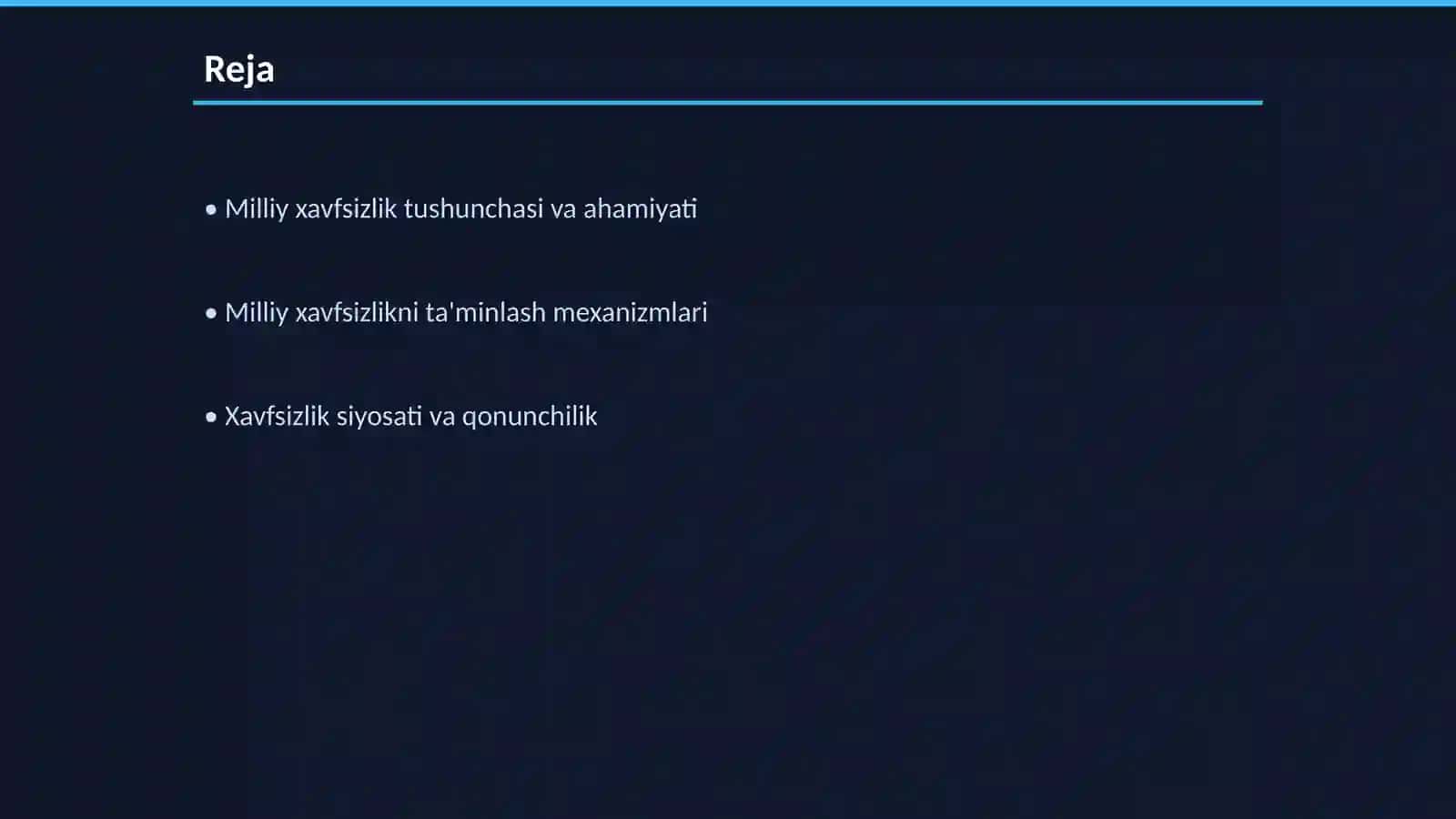 Milliy xavfsizlikni ta'minlash borasida amalga oshirilayotgan ishlar 2
