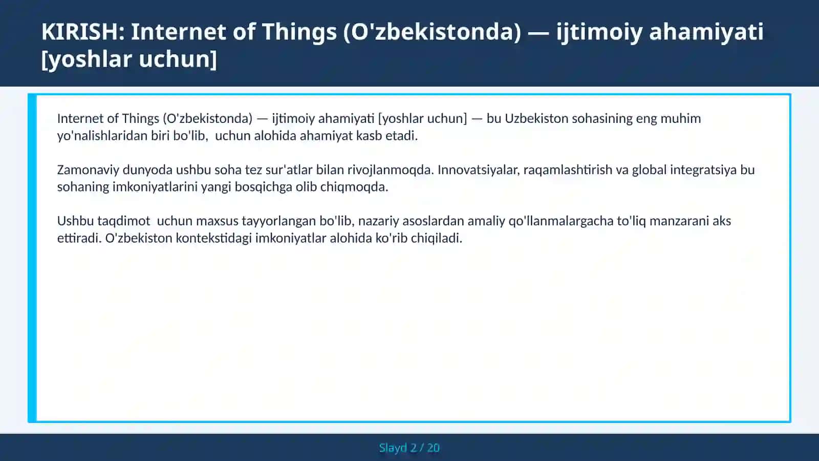 Internet of Things (O'zbekistonda) — ijtimoiy ahamiyati [yoshlar uchun] 2