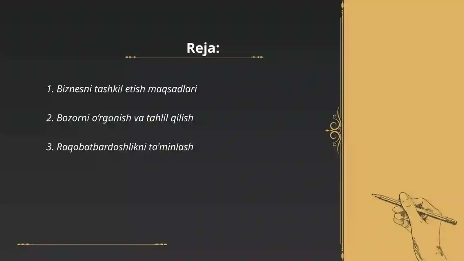 Biznesni tashkil etishning maqsadi va vazifalari 2