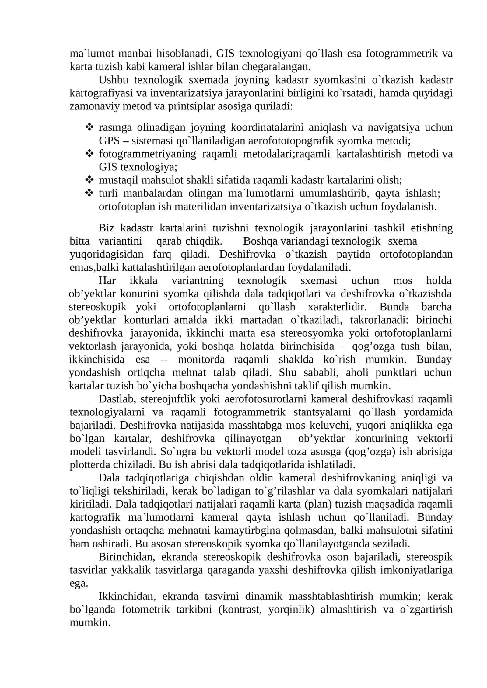 RAQAMLI KADASTR KARTALARINI TUZISHNING ASOSIY TEXNOLOGIK JARAYONLARI 2