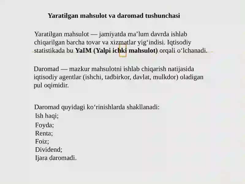 Yaratilgan mahsulot va daromdlarning taqsimlanish tamoyillari 2
